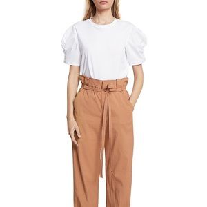 A.L.C. white Kendall Puff Sleeve Mixed Media T-Shirt